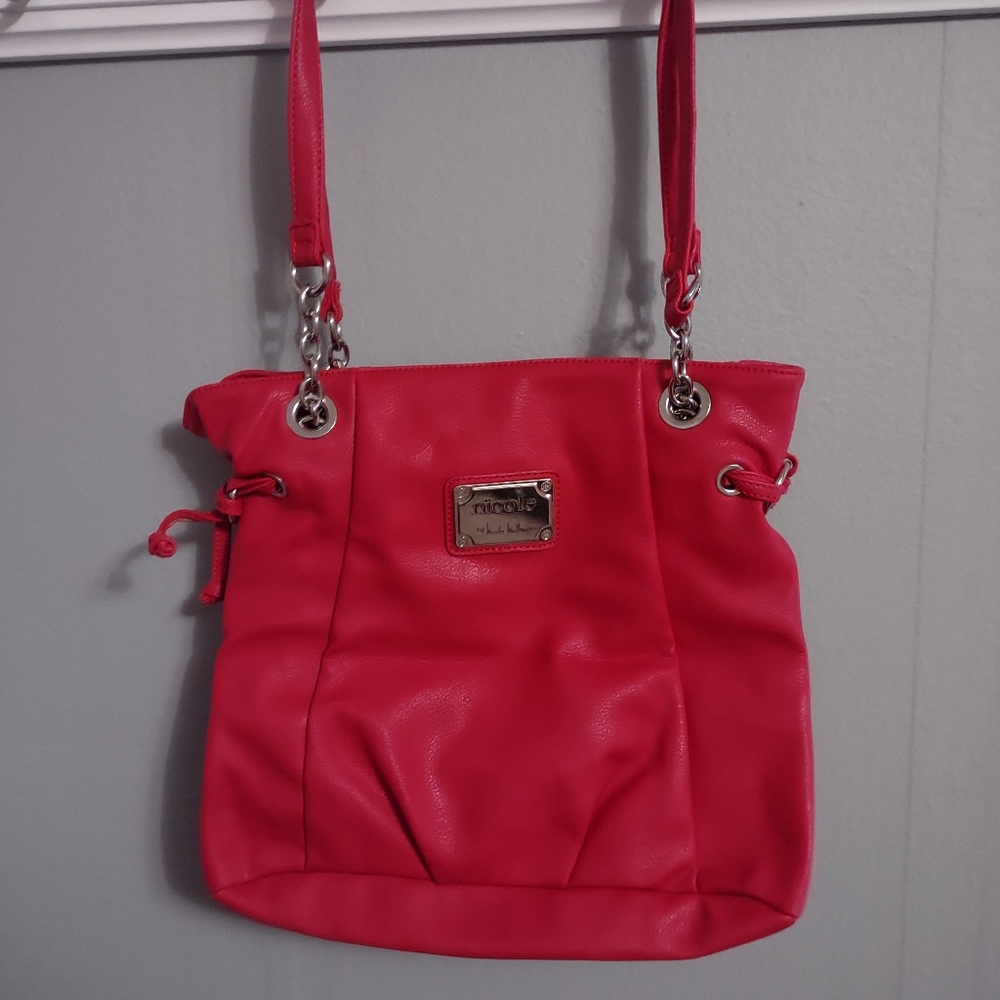 Hot Pink Nicole Miller Shoulder Bag & Matching Tables Case
